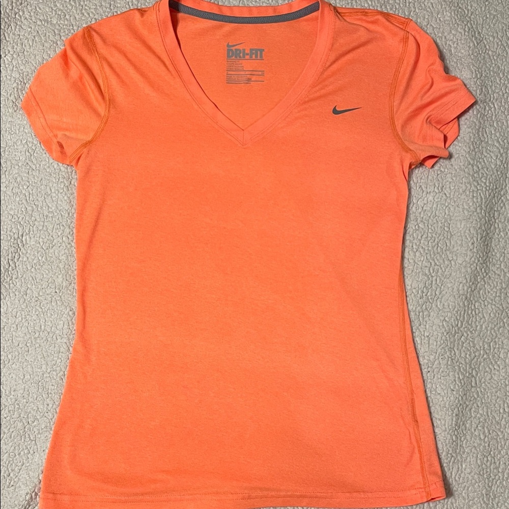 Nike Women's Orange V-Neck Tshirt